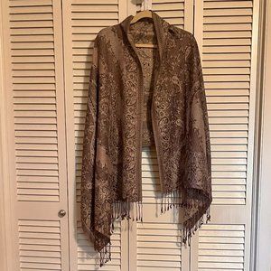 Pashmina Wrap * 100% Pashmina Wool * Shades of Browns * Paisley Designs